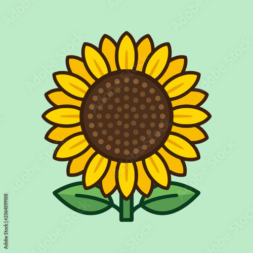 A vibrant yellow sunflower illustration on a light green background