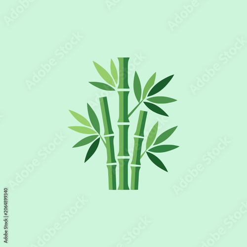 Green bamboo stalks vector illustration on a light background