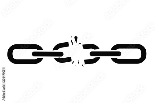 Foto Minimalist icon of broken metal chain links isolated on white background with li