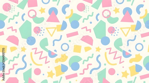 Pastel Geometric Shapes Seamless Pattern