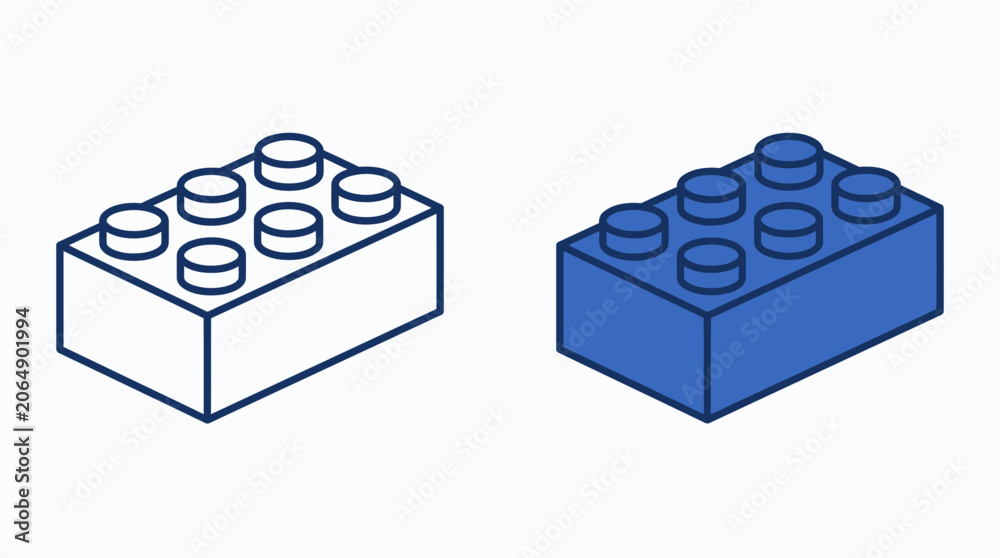 Naklejka premium Building block toy brick icon set.