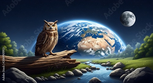 Owl Watching Earth From Space