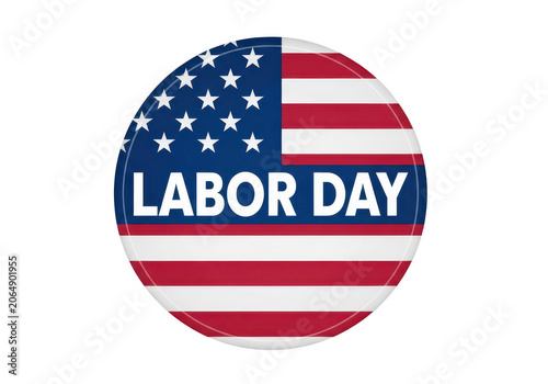 Labor day flag badge with american flag design PNG isolated on transparent background