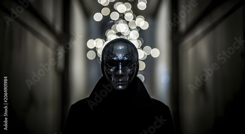 Futuristic Metallic Robot Portrait Close Up