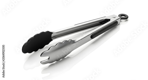 Stainless Steel Kitchen Tongs Isolated