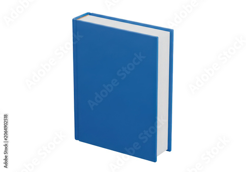 Isolated blue book standing upright on white background PNG isolated on transparent background