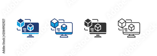 Digital Twin Icon Set Multiple Style Collection