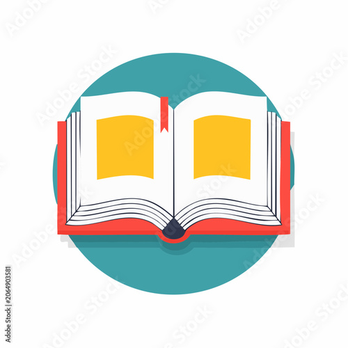 Open Book Icon with Yellow Pages