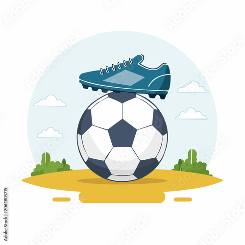 Soccer ball and cleat illustration