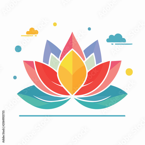 Stylized Lotus Flower Illustration