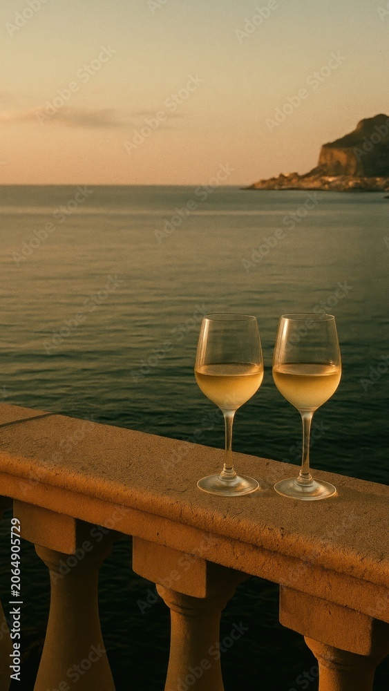 Obraz premium Romantic sunset ocean view mobile wallpaper