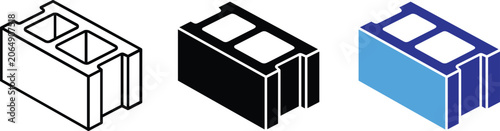 Slika na platnu Cinder Block Icon Vector Illustration Line Art Fill Color Design