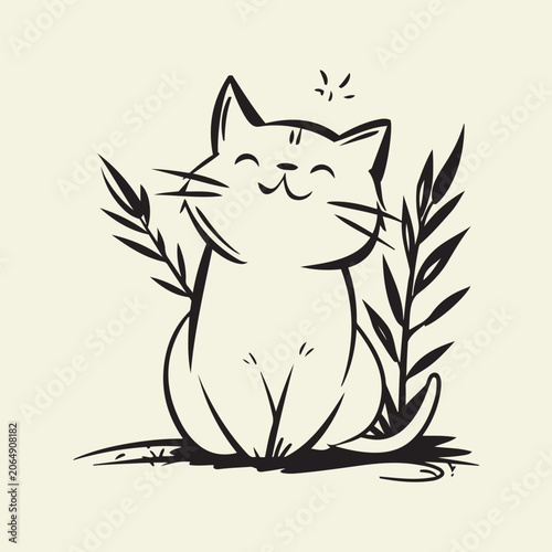 black cat on white background