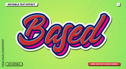 Based 3D Editable Text Effect with Bold Retro Script Typography and Lime Green Polka Dot Background