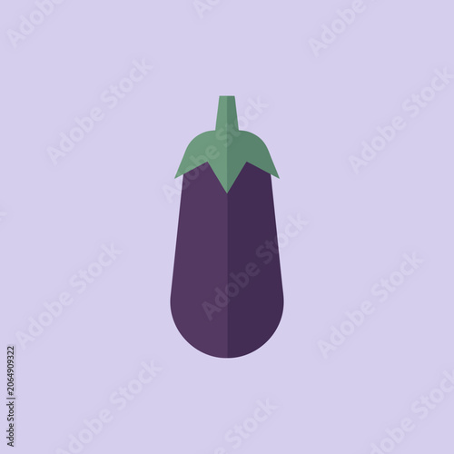 A simple flat vector illustration of a fresh purple eggplant