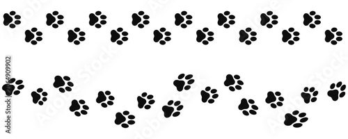 Canvas Print Pets paw and footprints walking paw prints pattern, Paw prints and pet footprint