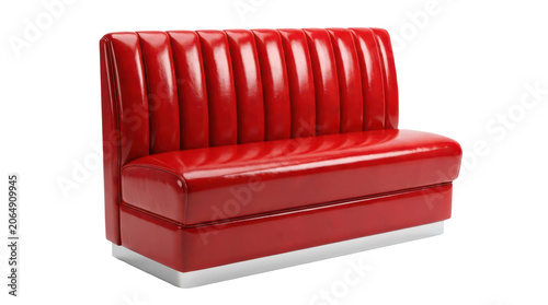 Red vintage diner booth seat isolated on transparent background