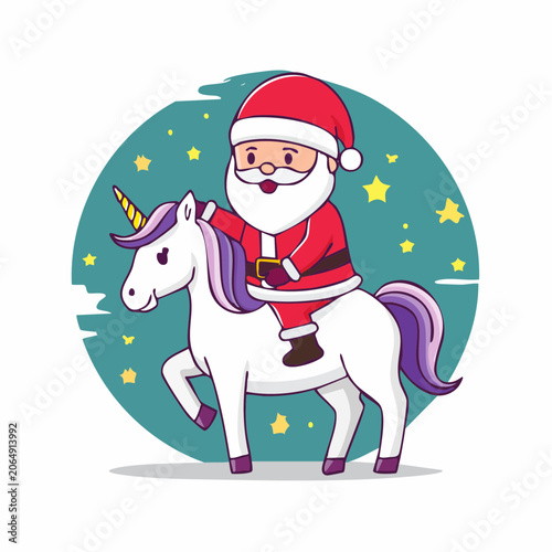 Santa Claus Riding a Unicorn
