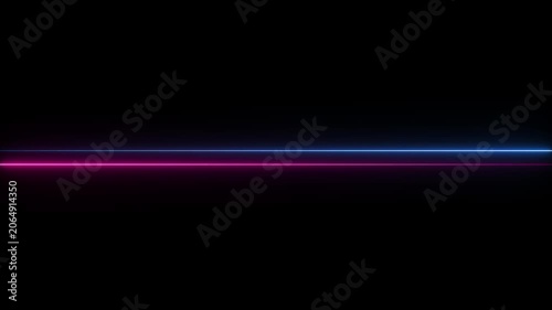 Two horizontal neon light lines one blue and one pink on a black background abstract bright