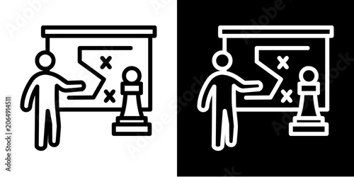 Strategy Presentation  Icon Set White Style Collection  