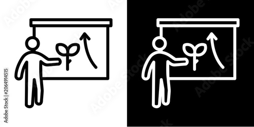 Growth Presentation  Icon Set White Style Collection  