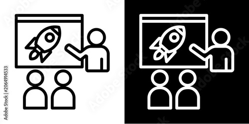 Startup Pitch  Icon Set White Style Collection  