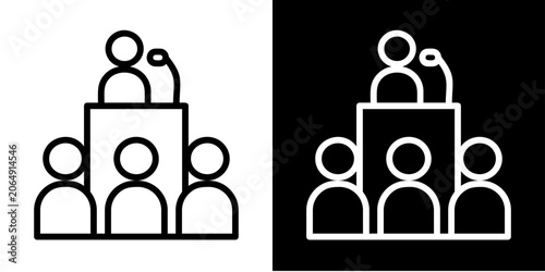 Presentation Speaker  Icon Set White Style Collection  
