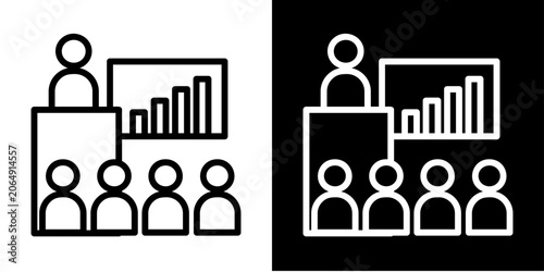 Conference Presentation  Icon Set White Style Collection  