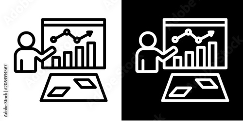 Executive Presentation  Icon Set White Style Collection  