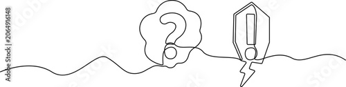 Photos Continuous line drawing Question mark, warning sign, line icons, thinking symbol
