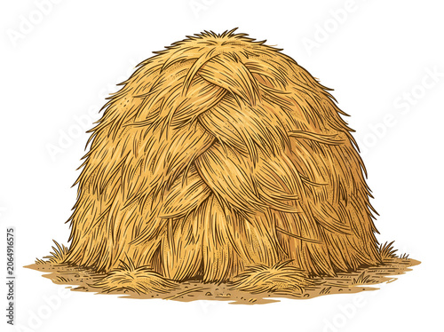 Obraz na płótnie Golden haystack vector illustration on white background
