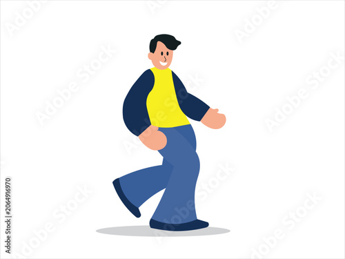 walking, enjoy, smile, person in the morning, go to work, vector, illustration