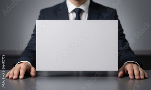 businessman holding blank paper