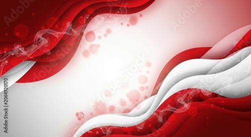 Dynamic Red and White Abstract Wavy Background with Flowing Shapes and Subtle Textures.