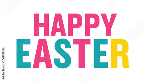 Easter typography colorful flat holiday design with colorful