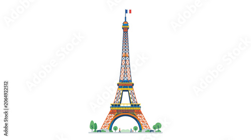Canvastavla Eiffel Tower Paris France colorful illustration landmark