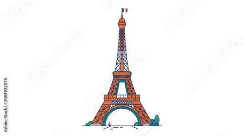 Canvastavla Eiffel Tower Paris France Icon Illustration Landmark