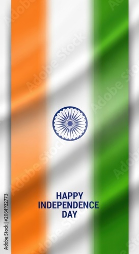 Happy Independence Day India Flag Background with Ashoka Chakra.