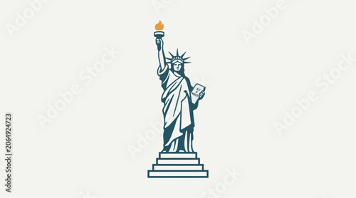 Schilderij op canvas Statue of Liberty icon illustration symbol American freedom