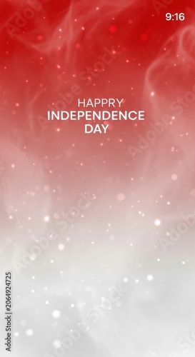Happy Independence Day Red White Gradient Background with Sparkles.