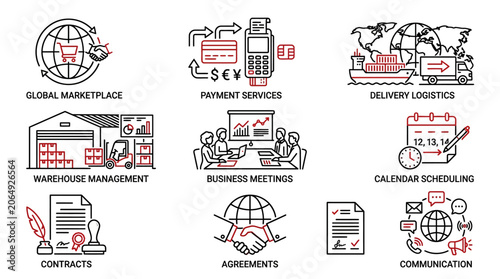 Business Services Icons Set Global.