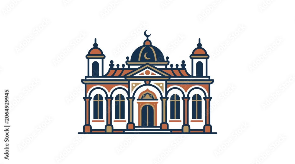 Obraz premium Islamic Mosque Building Icon Vector Flat Illustration
