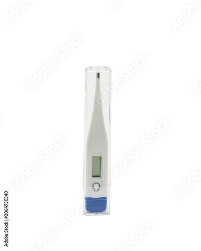 Classic electronic clinical thermometer for fever diagnostics, isolated product shot