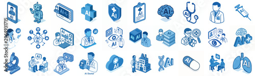 isometric vector icon Doctor simple and minimalist blue color