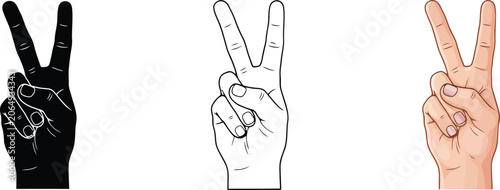 Peace Sign Hand Gesture Set