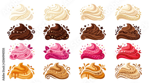 Bild auf Leinwand Ornate dessert swirls with chocolate vanilla and berry flavors