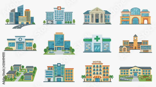 Obraz na plátně Medical Facilities Building Illustrations.