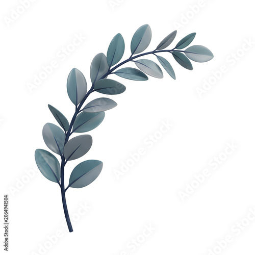 Blue flower with green stem isolated on transparent background