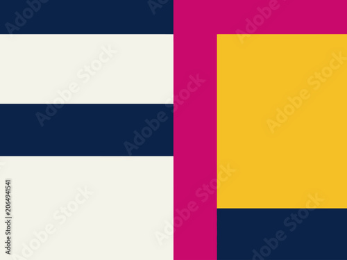 Obraz na płótnie Minimalist Abstract Geometric Art with Bold Navy, Yellow, and Pink Color Blocks