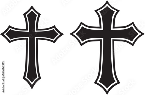 Simple black and white cross symbol illustration Vector